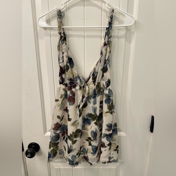 Abercrombie & Fitch Floral Patterned Tank Twist Shoulder L Y2K - Picture 7 of 7